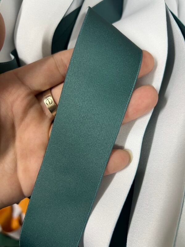 Elastic band dark teal color ribbon logo straps oem without logo04